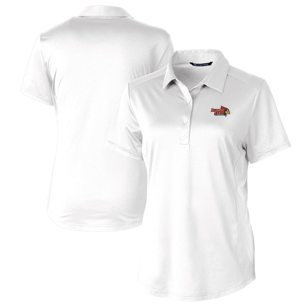 Women's Cutter & Buck White Illinois State Redbirds Prospect Textured Stretch Polo