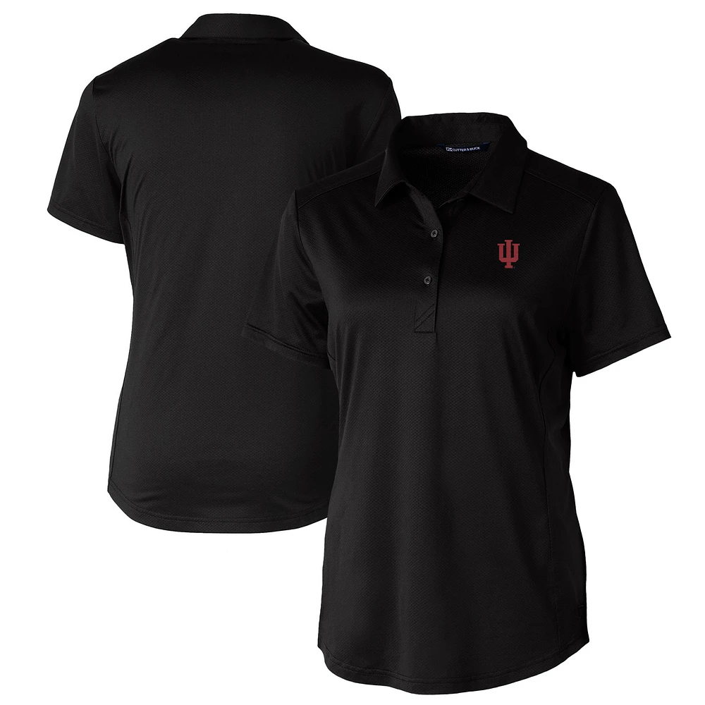 Women's Cutter & Buck Black Indiana Hoosiers Prospect Textured Stretch Polo