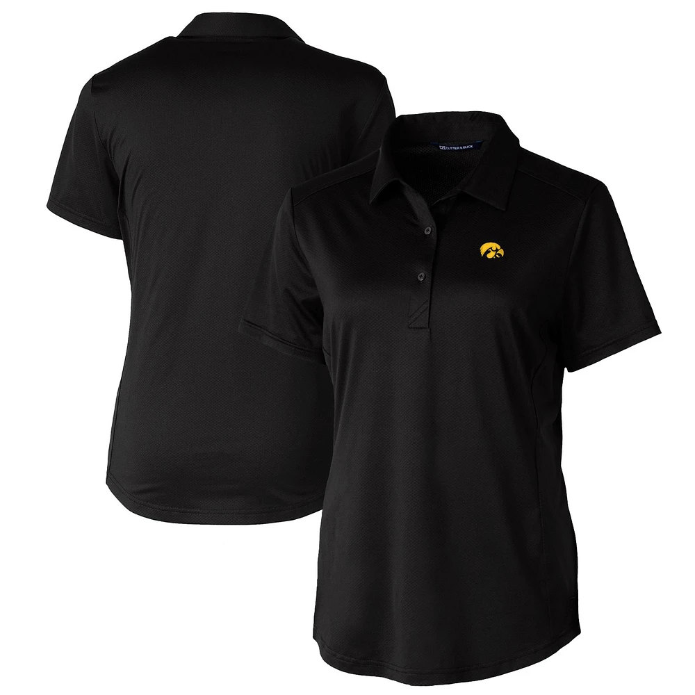 Women's Cutter & Buck Black Iowa Hawkeyes Prospect Textured Stretch Polo