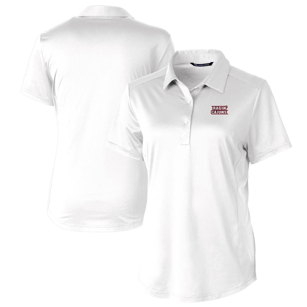Women's Cutter & Buck White Louisiana Ragin' Cajuns Prospect Textured Stretch Polo