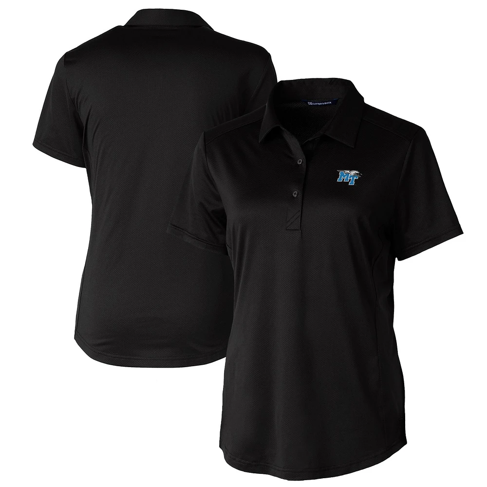 Women's Cutter & Buck Black MTSU Blue Raiders Prospect Textured Stretch Polo