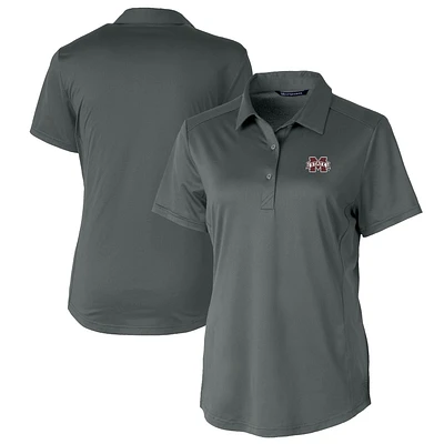 Women's Cutter & Buck Gray Mississippi State Bulldogs Prospect Textured Stretch Polo