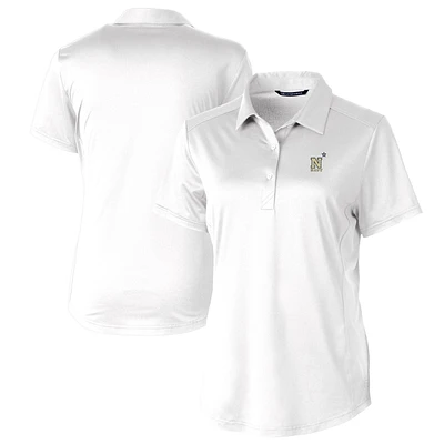 Women's Cutter & Buck White Navy Midshipmen Prospect Textured Stretch Polo