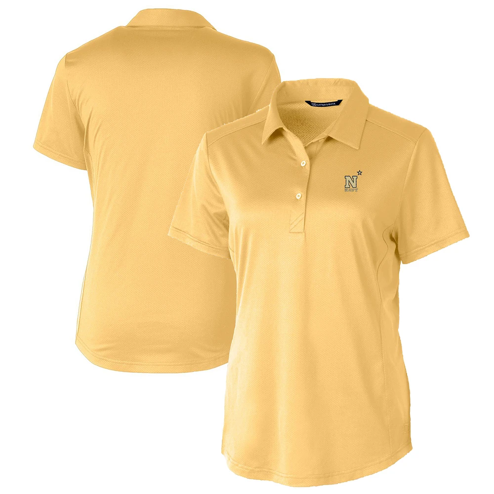 Women's Cutter & Buck Yellow Navy Midshipmen Prospect Textured Stretch Polo