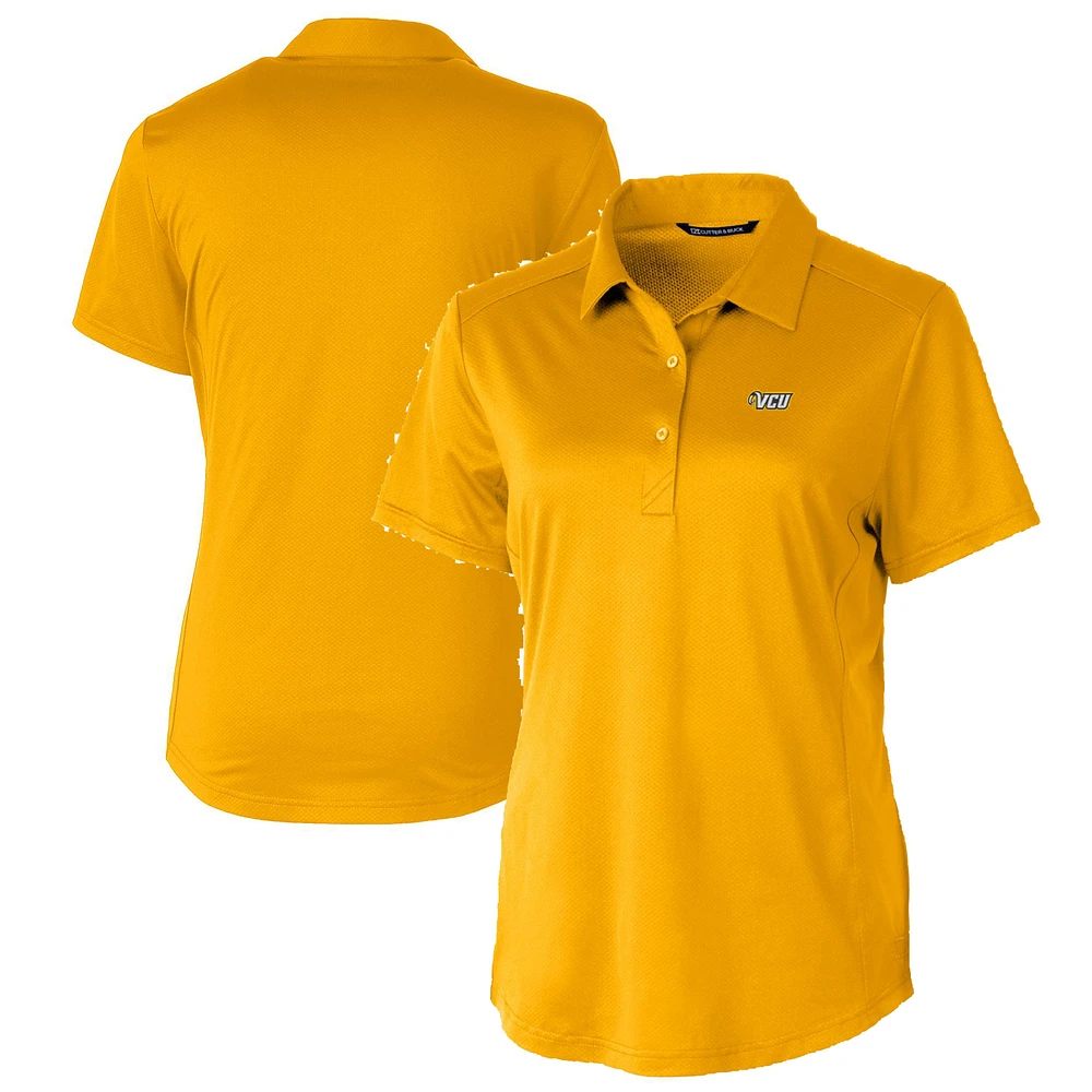 Women's Cutter & Buck Gold VCU Rams Prospect Textured Stretch Polo