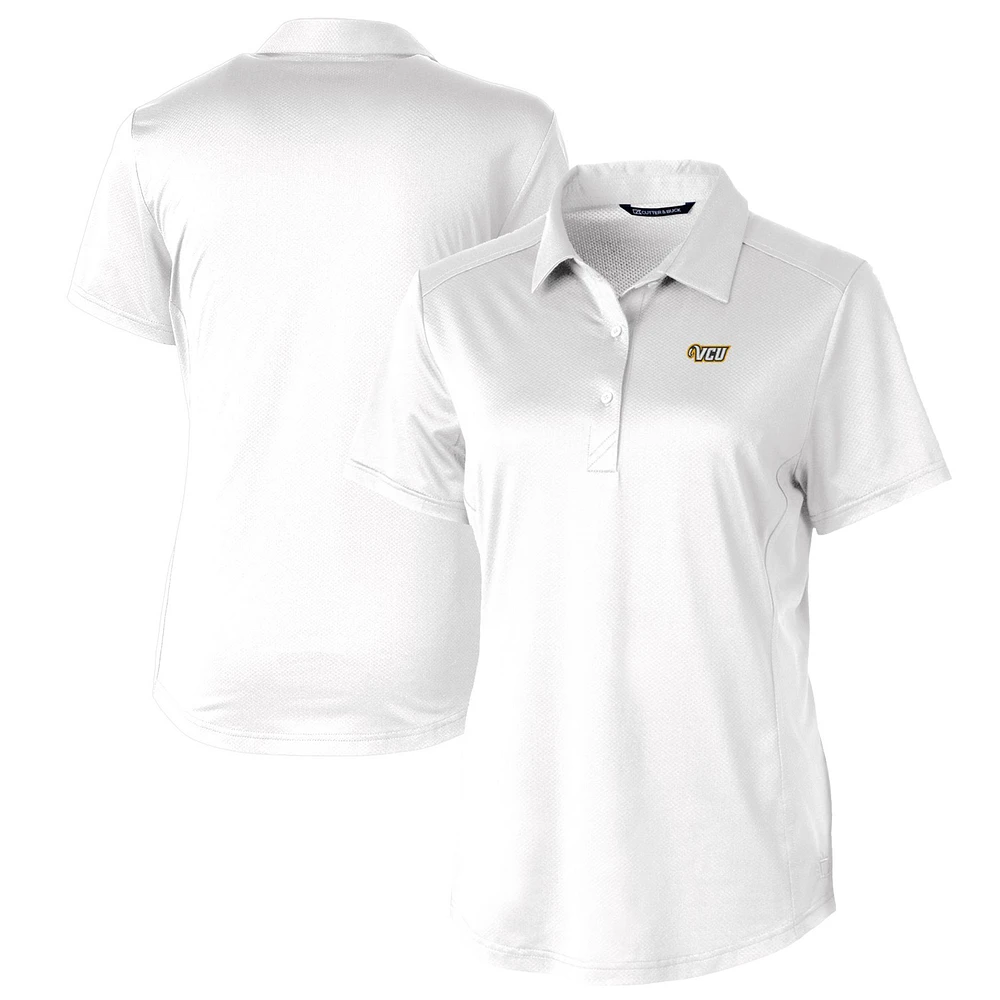 Women's Cutter & Buck White VCU Rams Prospect Textured Stretch Polo