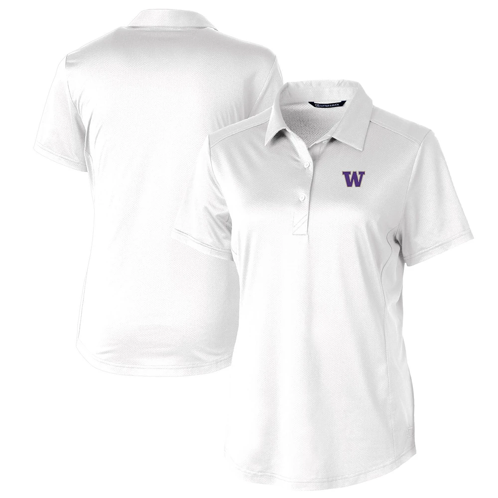 Women's Cutter & Buck White Washington Huskies Prospect Textured Stretch Polo
