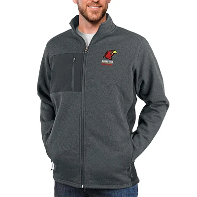 Men's Antigua Heathered Charcoal Illinois Tech Scarlet Hawks Course Full-Zip Jacket