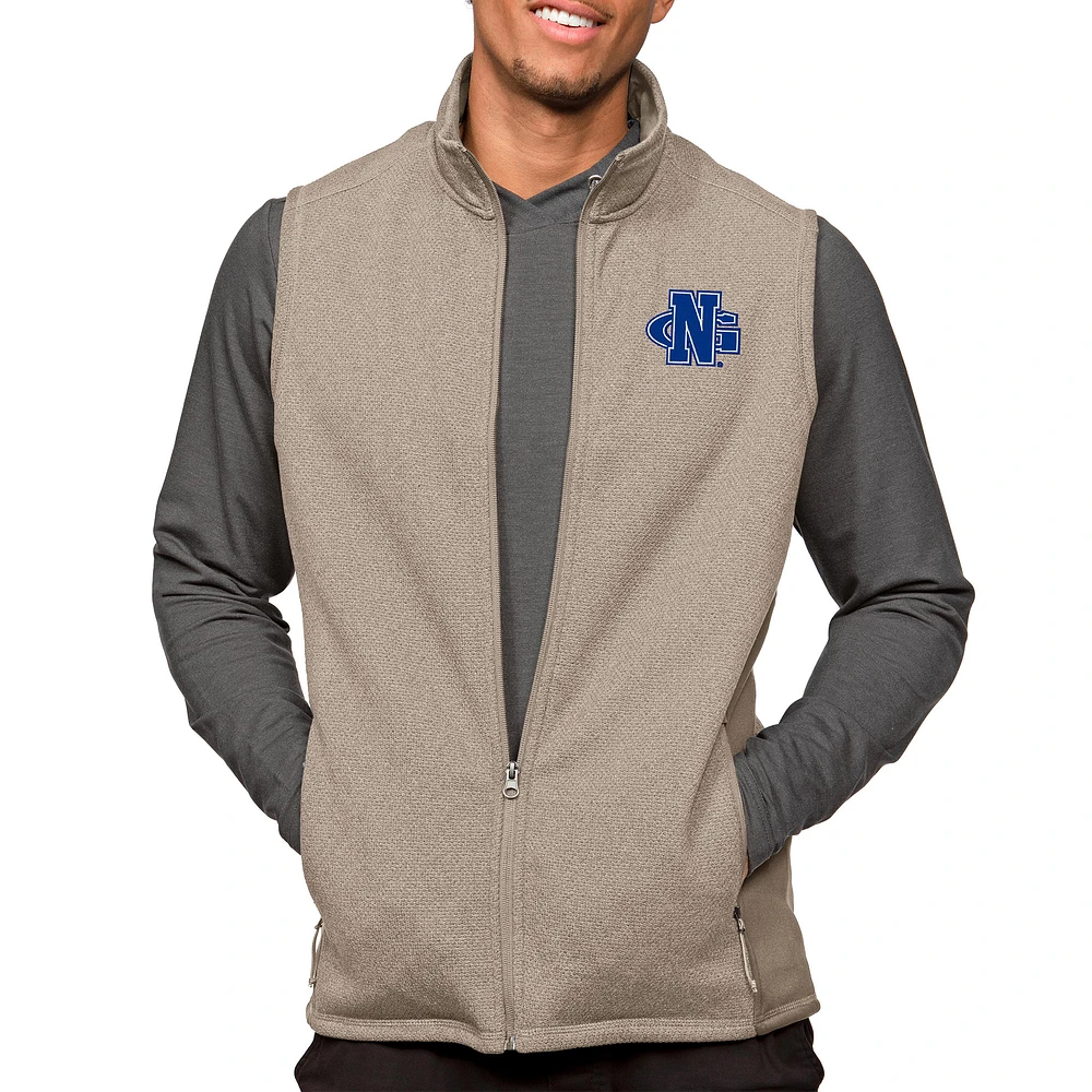 Men's Antigua Oatmeal North Georgia Nighthawks Course Full-Zip Vest