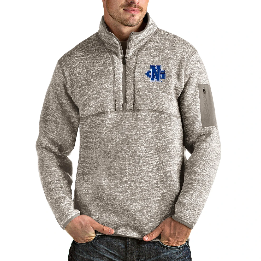 Men's Antigua Oatmeal North Georgia Nighthawks Fortune Quarter-Zip Jacket
