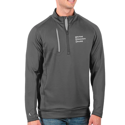 Men's Antigua Charcoal Holyoke Community College Generation Quarter-Zip Pullover Top