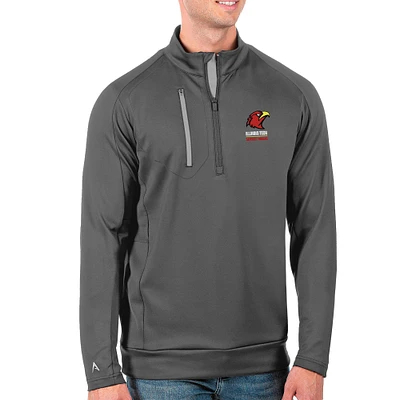 Men's Antigua Charcoal Illinois Tech Scarlet Hawks Generation Quarter-Zip Pullover Top