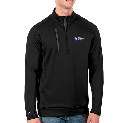 Men's Antigua Black Tulsa Community College Generation Quarter-Zip Pullover Top