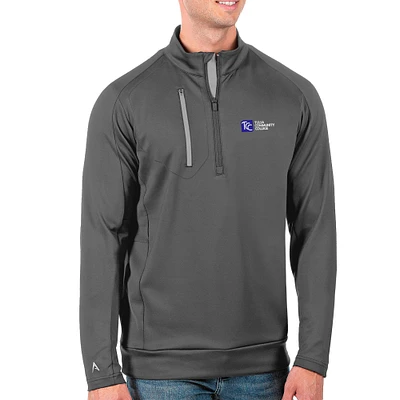 Men's Antigua Charcoal Tulsa Community College Generation Quarter-Zip Pullover Top