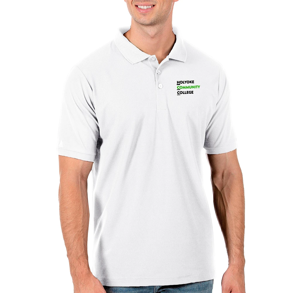 Men's Antigua White Holyoke Community College Legacy Pique Polo