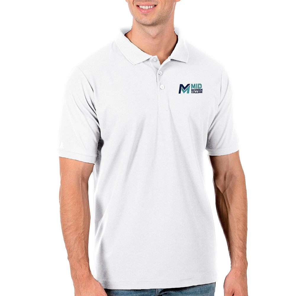 Men's Antigua White Mid Michigan College Legacy Pique Polo