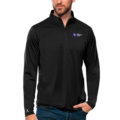 Men's Antigua Black Tulsa Community College Tribute Quarter-Zip Pullover Top