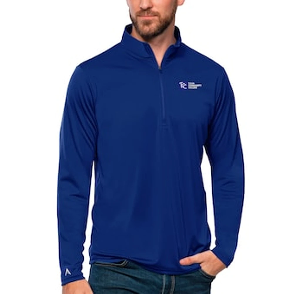 Men's Antigua Royal Tulsa Community College Tribute Quarter-Zip Pullover Top