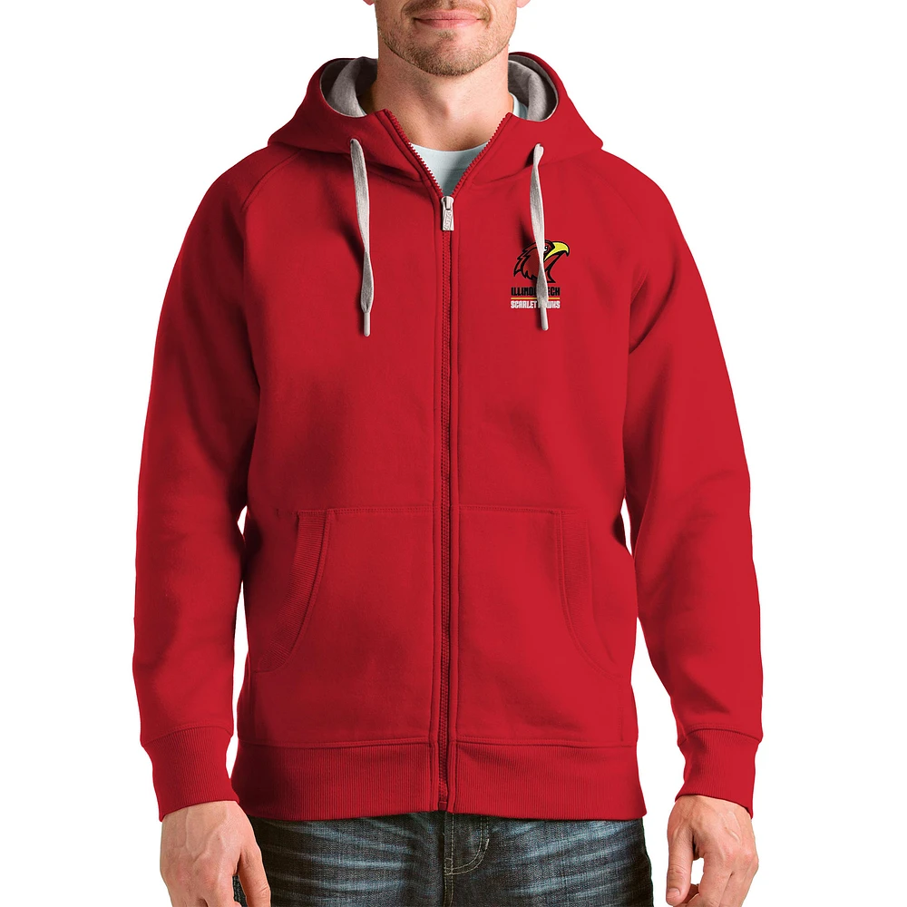 Men's Antigua Red Illinois Tech Scarlet Hawks Victory Full-Zip Hoodie