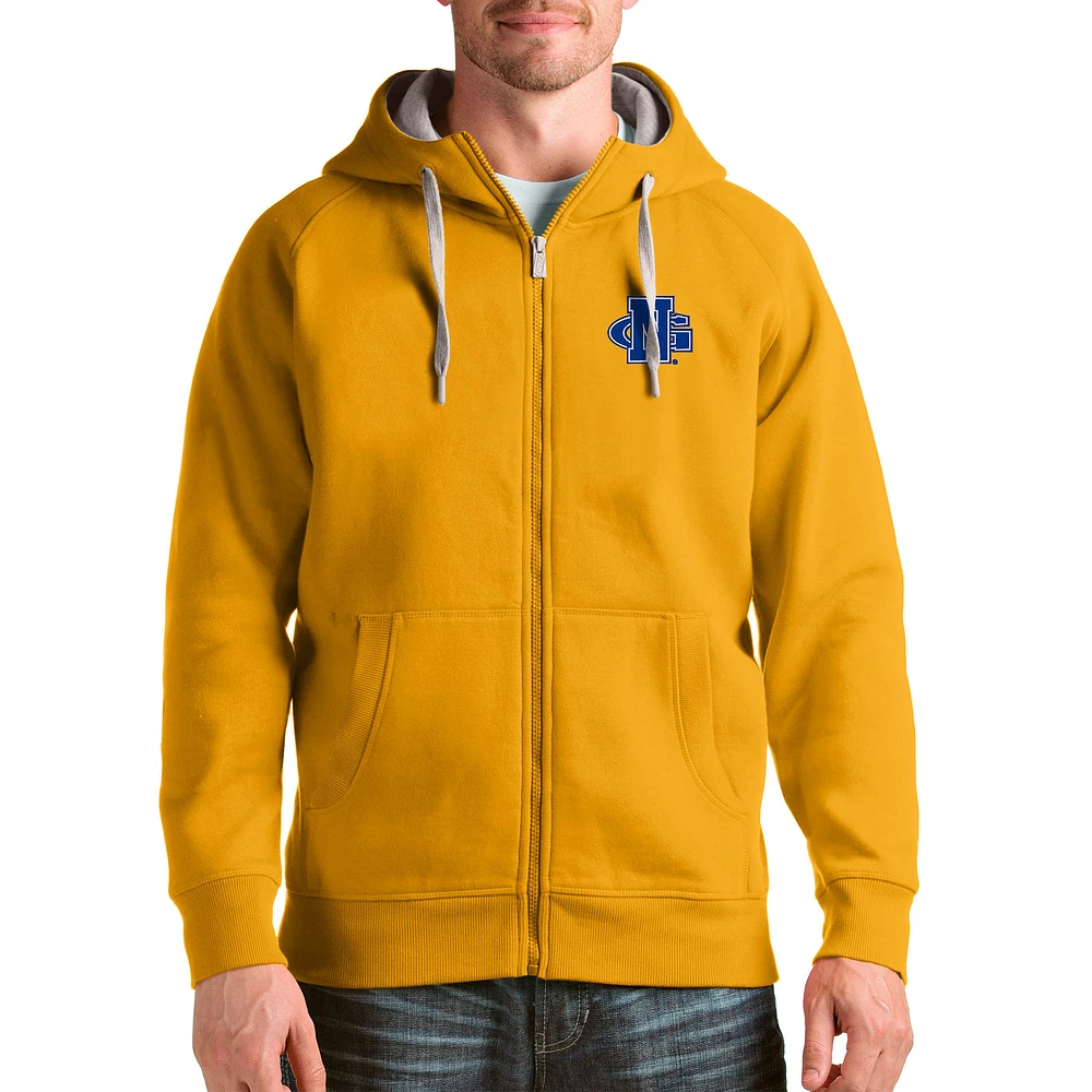 Men's Antigua Gold North Georgia Nighthawks Victory Full-Zip Hoodie
