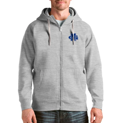 Men's Antigua Heathered Gray North Georgia Nighthawks Victory Full-Zip Hoodie
