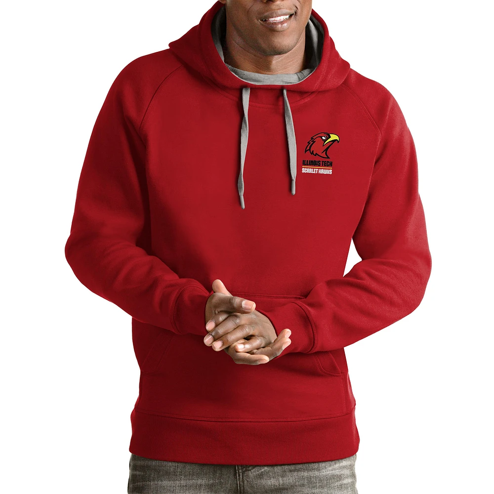 Men's Antigua Red Illinois Tech Scarlet Hawks Victory Pullover Hoodie