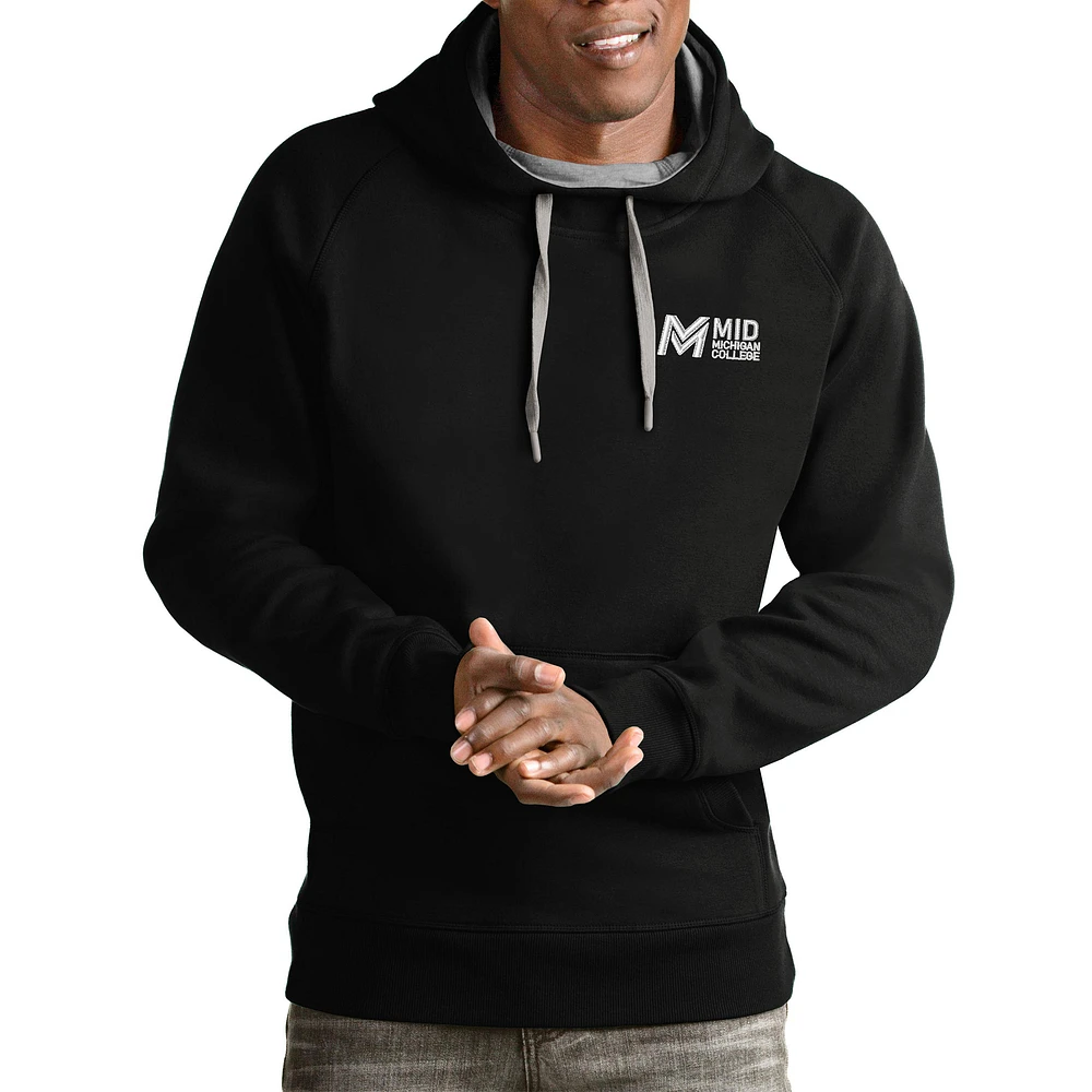 Men's Antigua Black Mid Michigan College Victory Pullover Hoodie