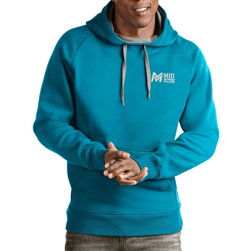 Men's Antigua Light Blue Mid Michigan College Victory Pullover Hoodie