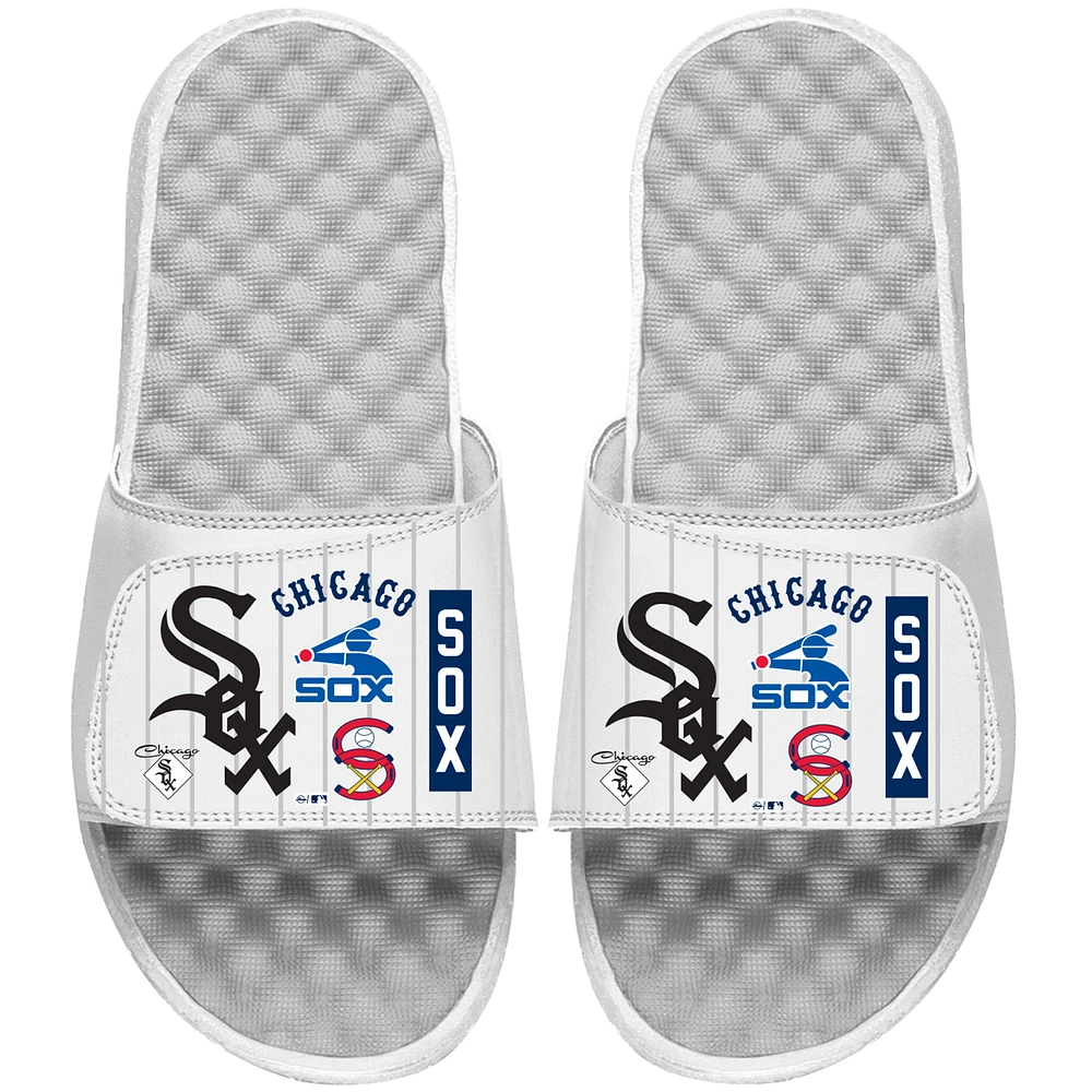 Men's ISlide White Chicago Sox Collage Slide Sandals