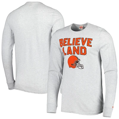 Men's Homage Ash Cleveland Browns Hyper Local Tri-Blend Long Sleeve T-Shirt