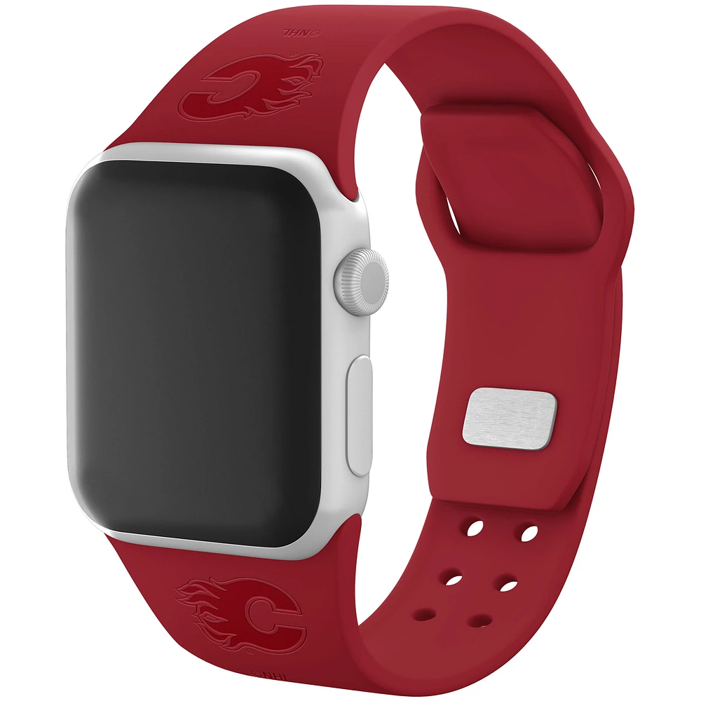 Red Calgary Flames Debossed Silicone Apple Watch Band