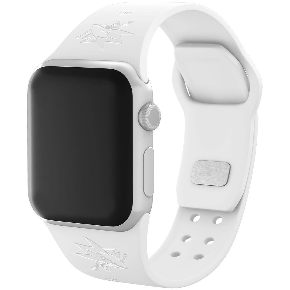 White San Jose Sharks Debossed Silicone Apple Watch Band