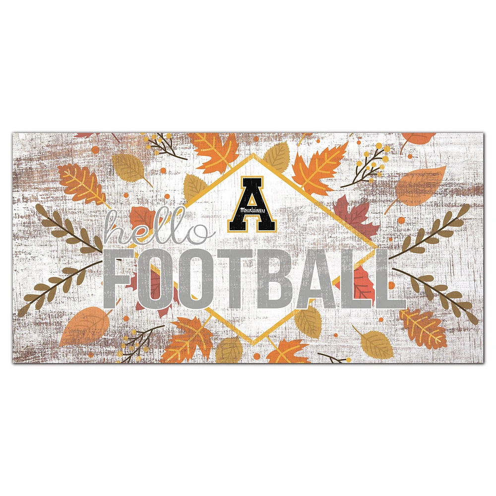 White Appalachian State Mountaineers 6'' x 12'' Hello Football Wall Art