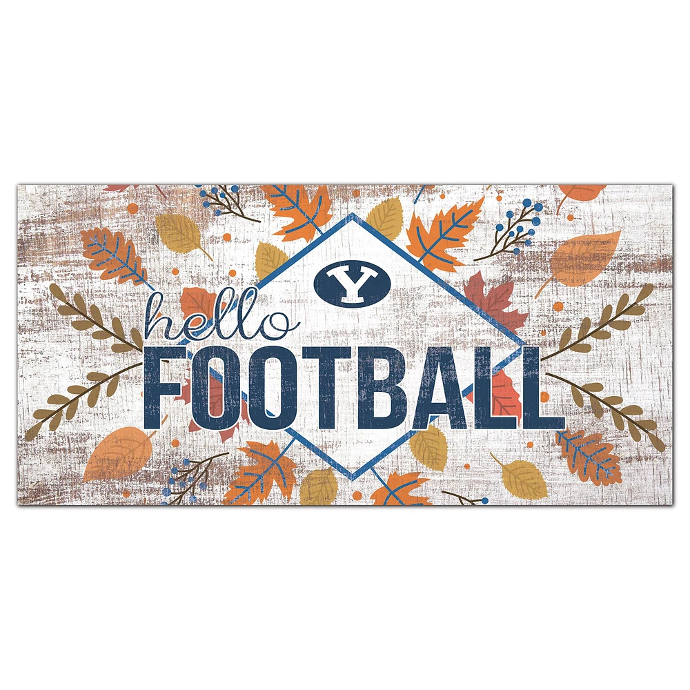 White BYU Cougars 6'' x 12'' Hello Football Wall Art