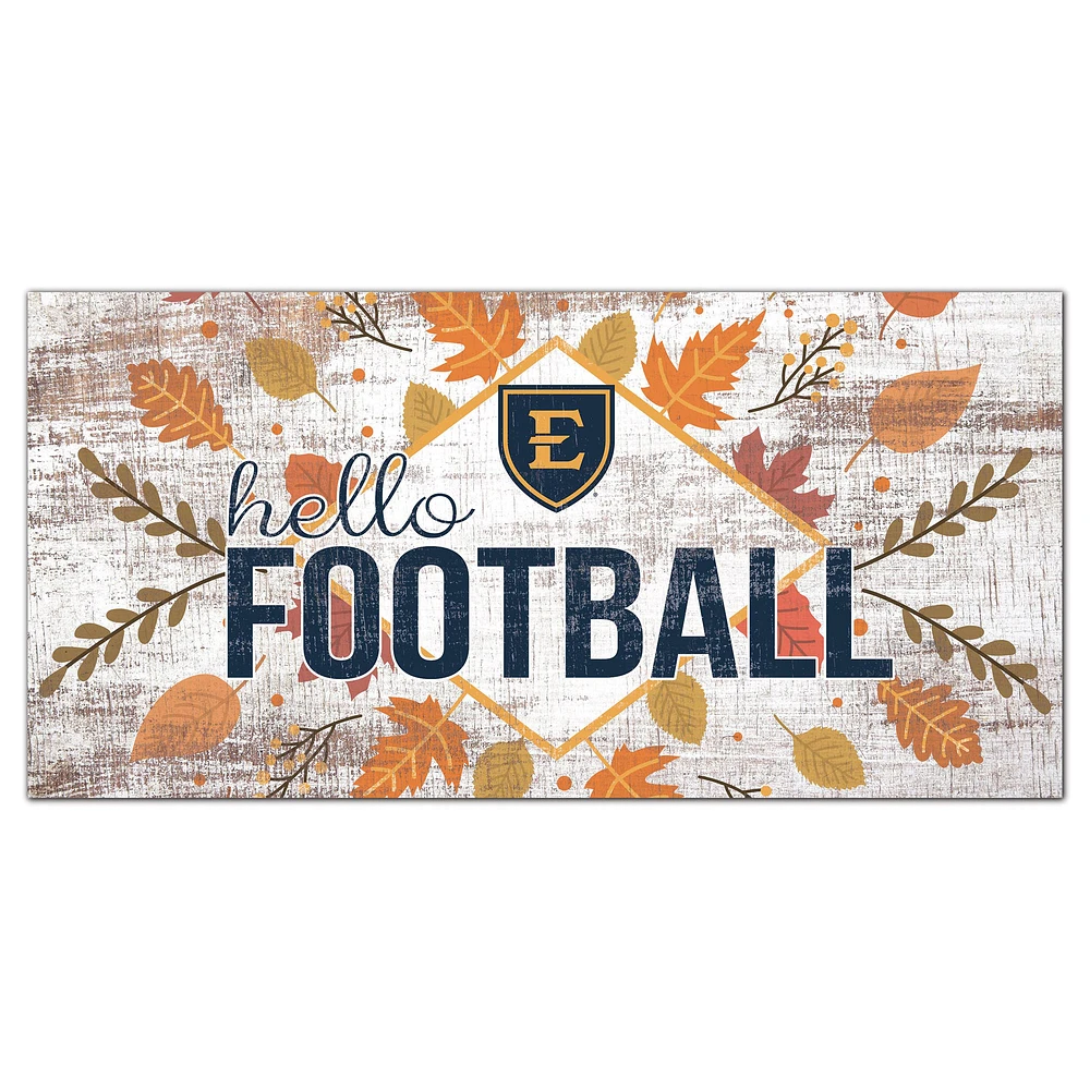 White ETSU Buccaneers 6'' x 12'' Hello Football Wall Art