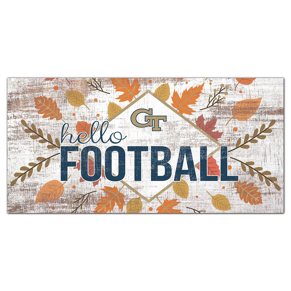 White Georgia Tech Yellow Jackets 6'' x 12'' Hello Football Wall Art