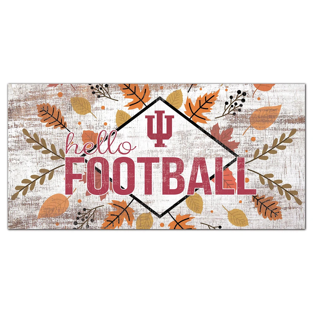 White Indiana Hoosiers 6'' x 12'' Hello Football Wall Art