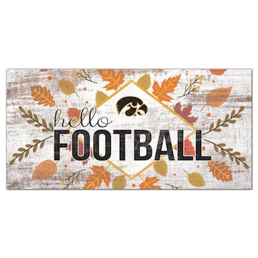 White Iowa Hawkeyes 6'' x 12'' Hello Football Wall Art