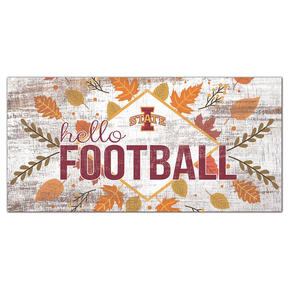 White Iowa State Cyclones 6'' x 12'' Hello Football Wall Art
