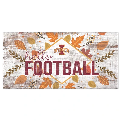 White Iowa State Cyclones 6'' x 12'' Hello Football Wall Art
