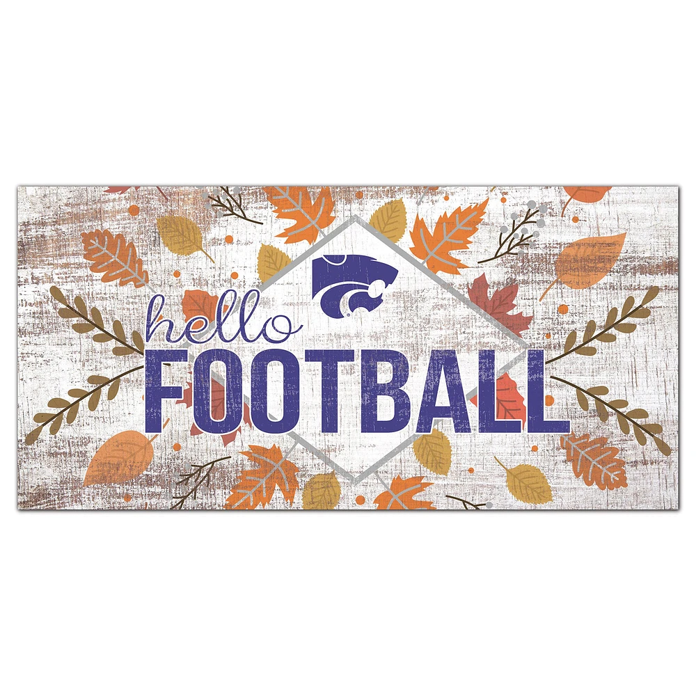 White Kansas State Wildcats 6'' x 12'' Hello Football Wall Art