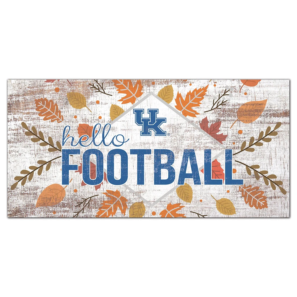 White Kentucky Wildcats 6'' x 12'' Hello Football Wall Art