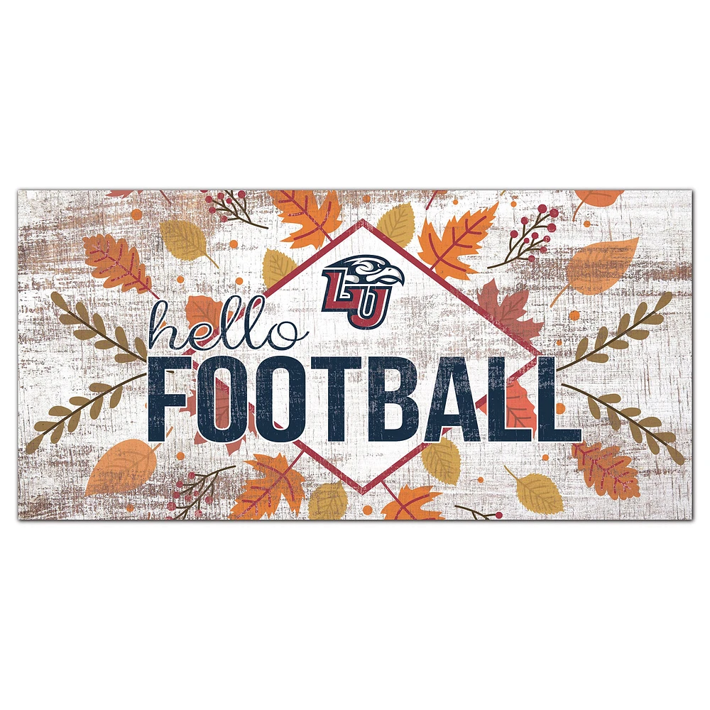 White Liberty Flames 6'' x 12'' Hello Football Wall Art