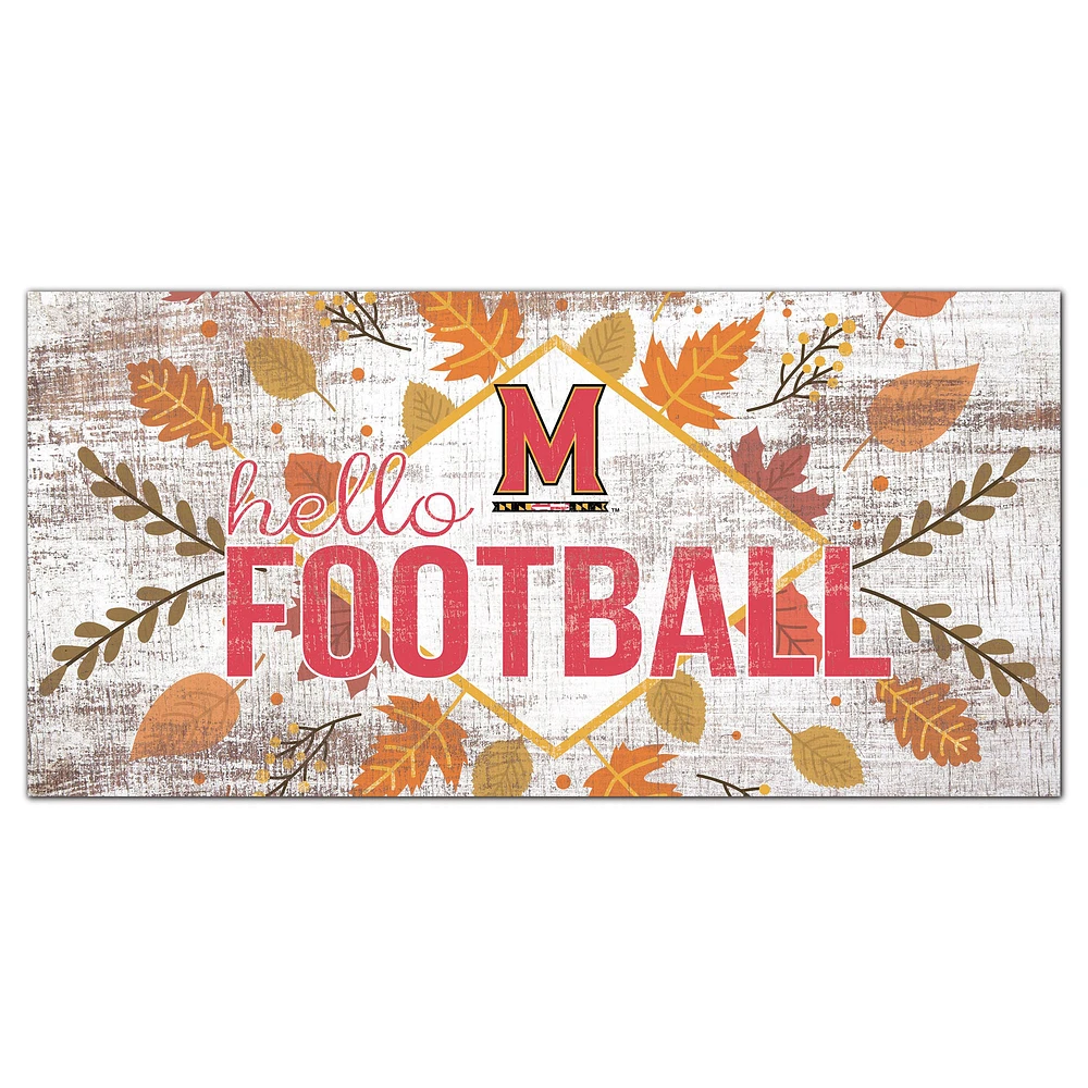 White Maryland Terrapins 6'' x 12'' Hello Football Wall Art
