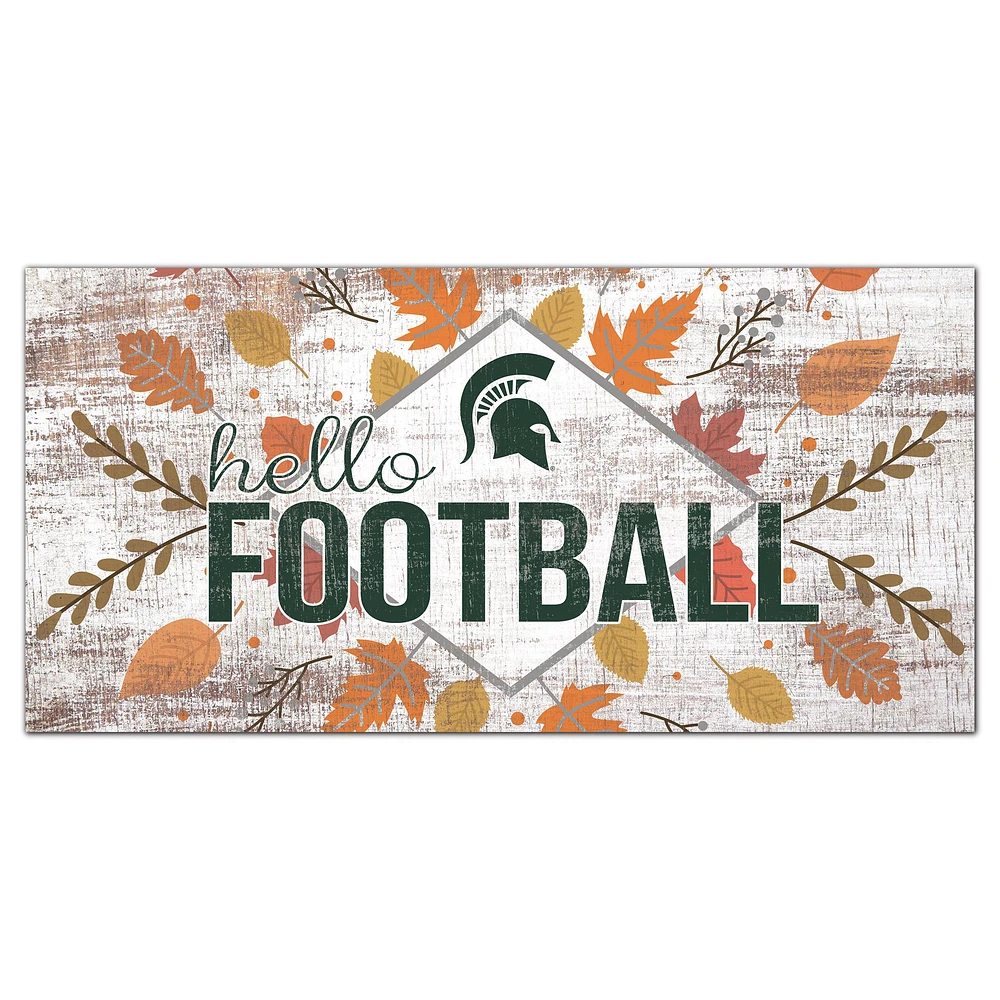White Michigan State Spartans 6'' x 12'' Hello Football Wall Art