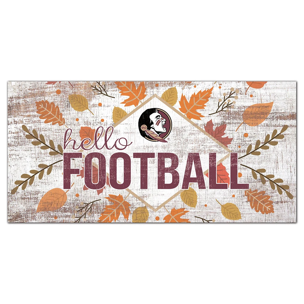 White Florida State Seminoles 6'' x 12'' Hello Football Wall Art