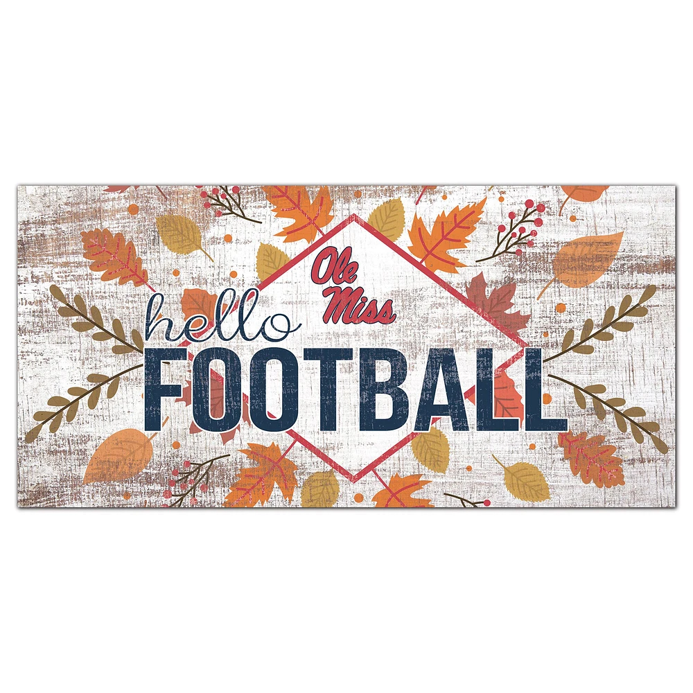White Ole Miss Rebels 6'' x 12'' Hello Football Wall Art