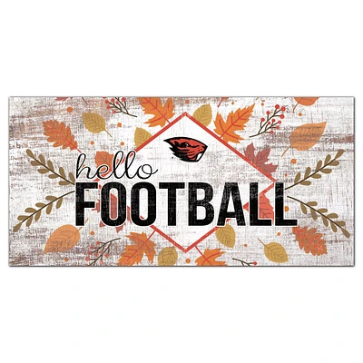 White Oregon State Beavers 6'' x 12'' Hello Football Wall Art