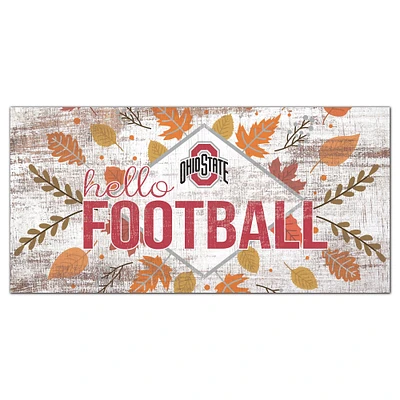 White Ohio State Buckeyes 6'' x 12'' Hello Football Wall Art