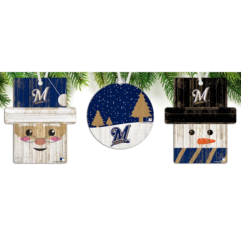 Milwaukee Brewers 3-Pack Ornament Set